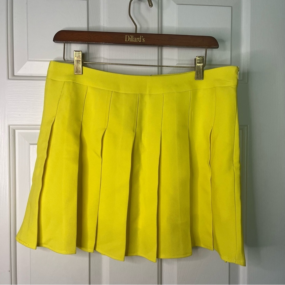 NWOT Womens Yellow Pleated Skirt With Brief  Game Day Pickle Ball Tennis Size XL